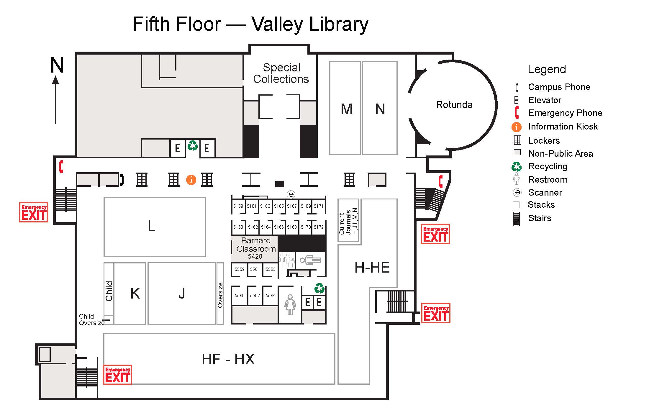 Valley Library Fifth Floor Map