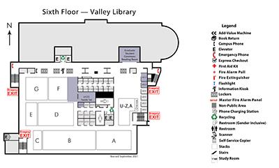 Valley Library Sixth Floor Map