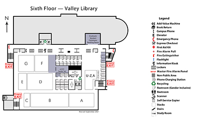 Valley Library Sixth Floor Map